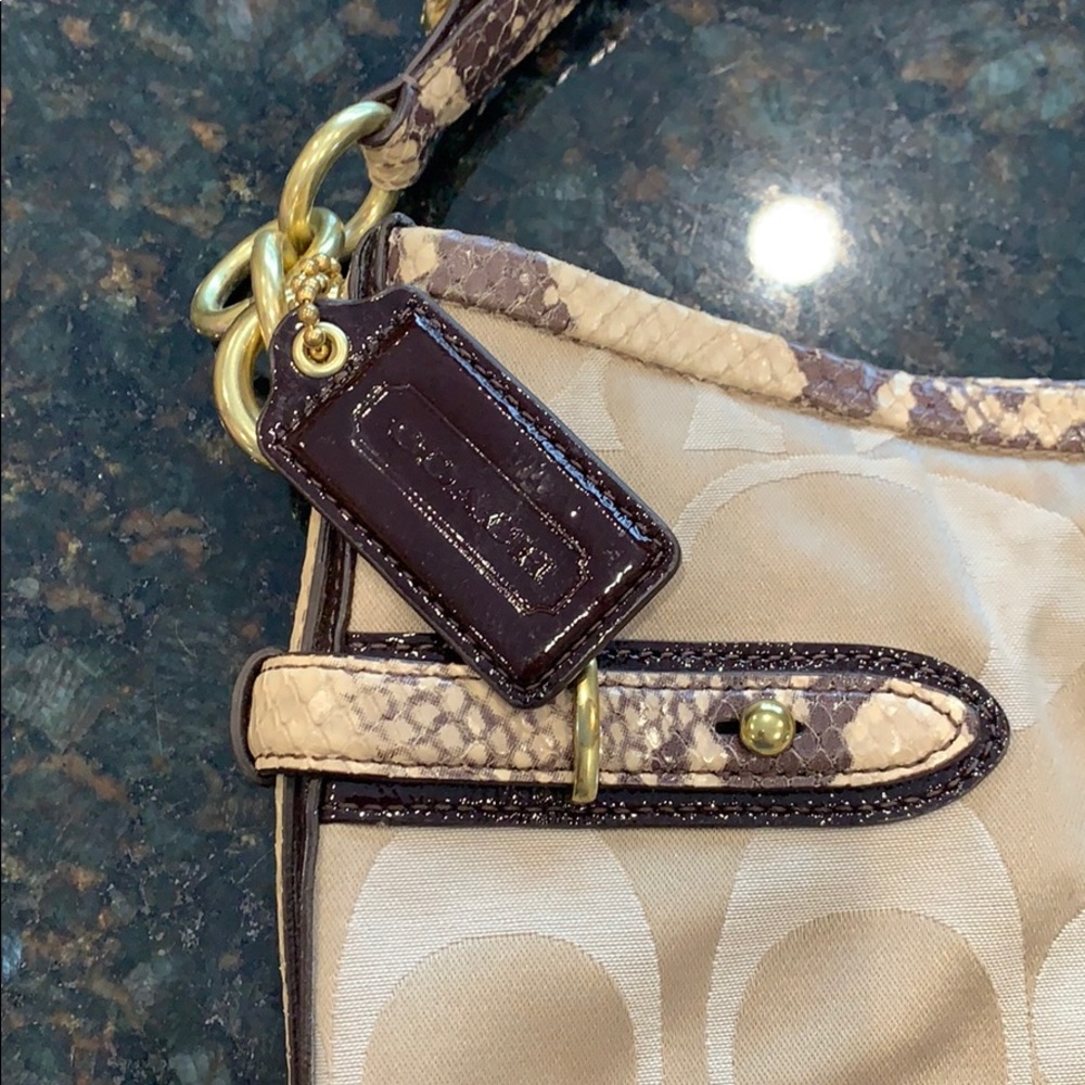 Coach Bag Beige W Python Trim Authentic - image 3